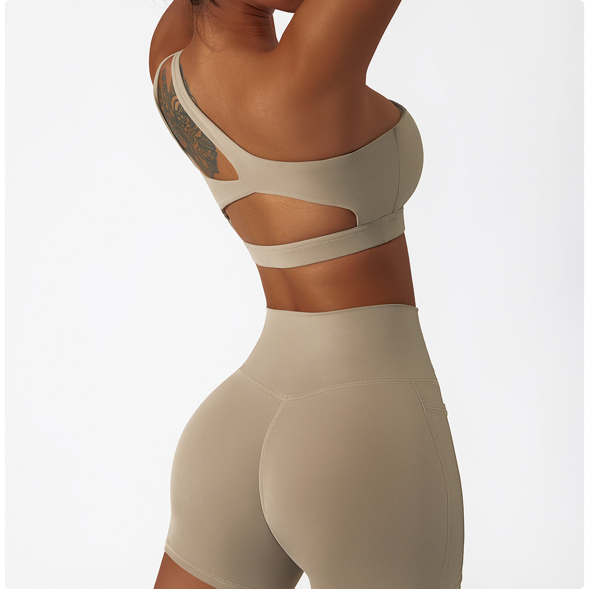 2-teilig Asymmetrische ein-Schulter + mini shorts set