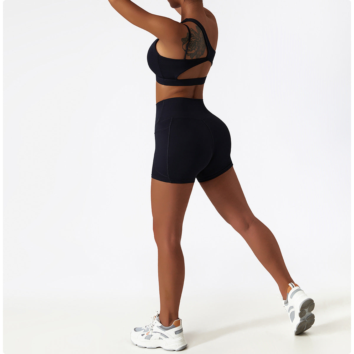 2-teilig Asymmetrische ein-Schulter + mini shorts set