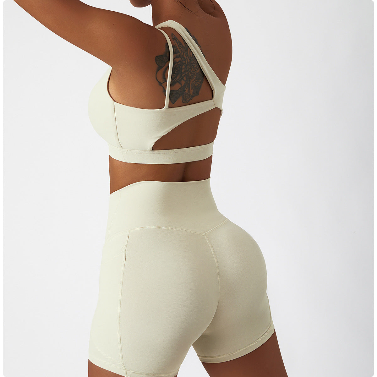 2-teilig Asymmetrische ein-Schulter + mini shorts set