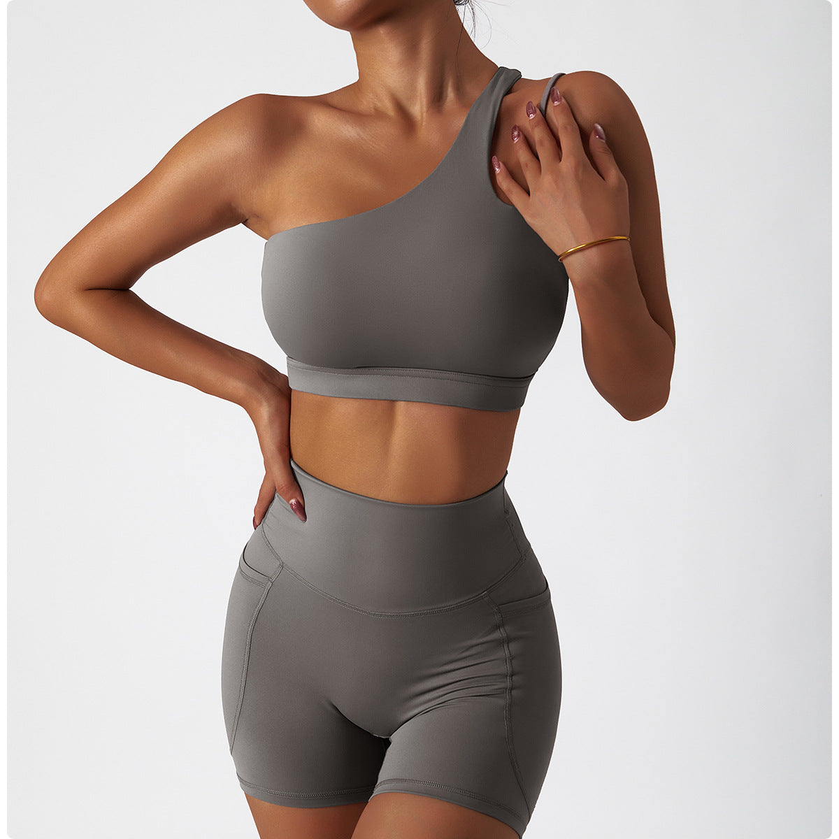 2-teilig Asymmetrische ein-Schulter + mini shorts set