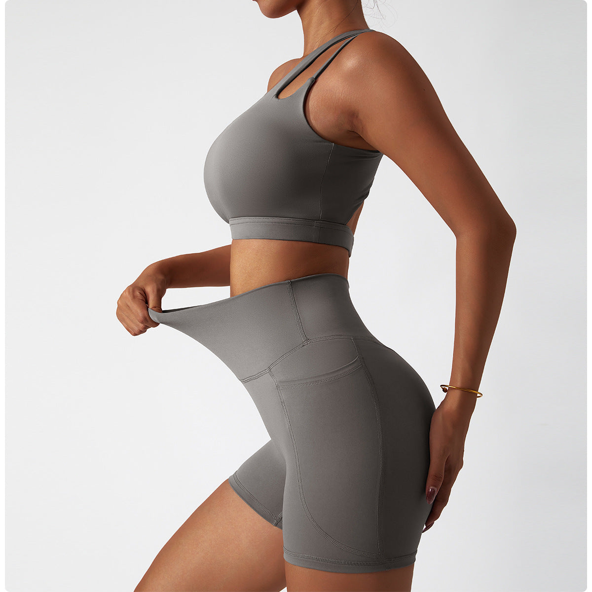 2-teilig Asymmetrische ein-Schulter + mini shorts set