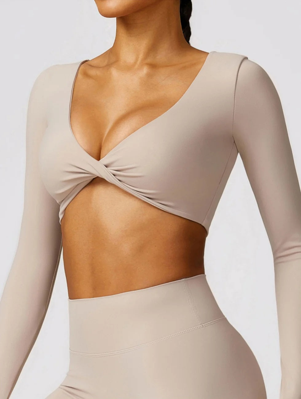 2-teilig Formschöne Langärmel Crop Top & Shorts Set-Schwartz