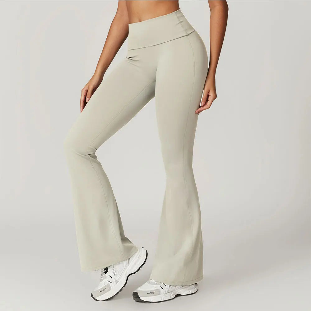 Gefalteter Taillenbund Flared Sport Leggings