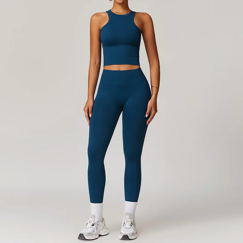 2-Teiliger Fitness Set Crop-Top mit Leggings