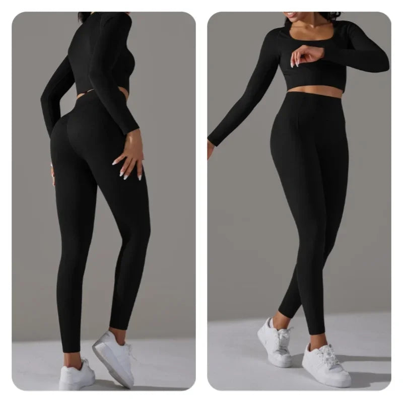 2-teiliges Eleganz-Seamless Langärmliger Sport-Set