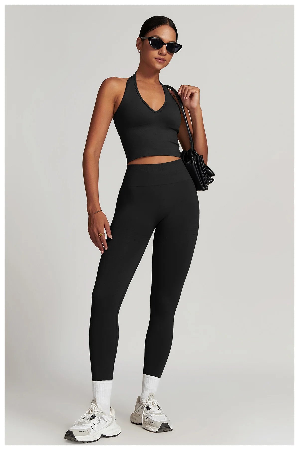 2-Teiliger Fitness Set Hanging Neck Top mit Leggings