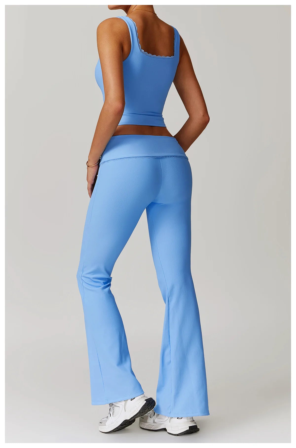 2-Teiligen Ribbed Gym Set mit Crop-top