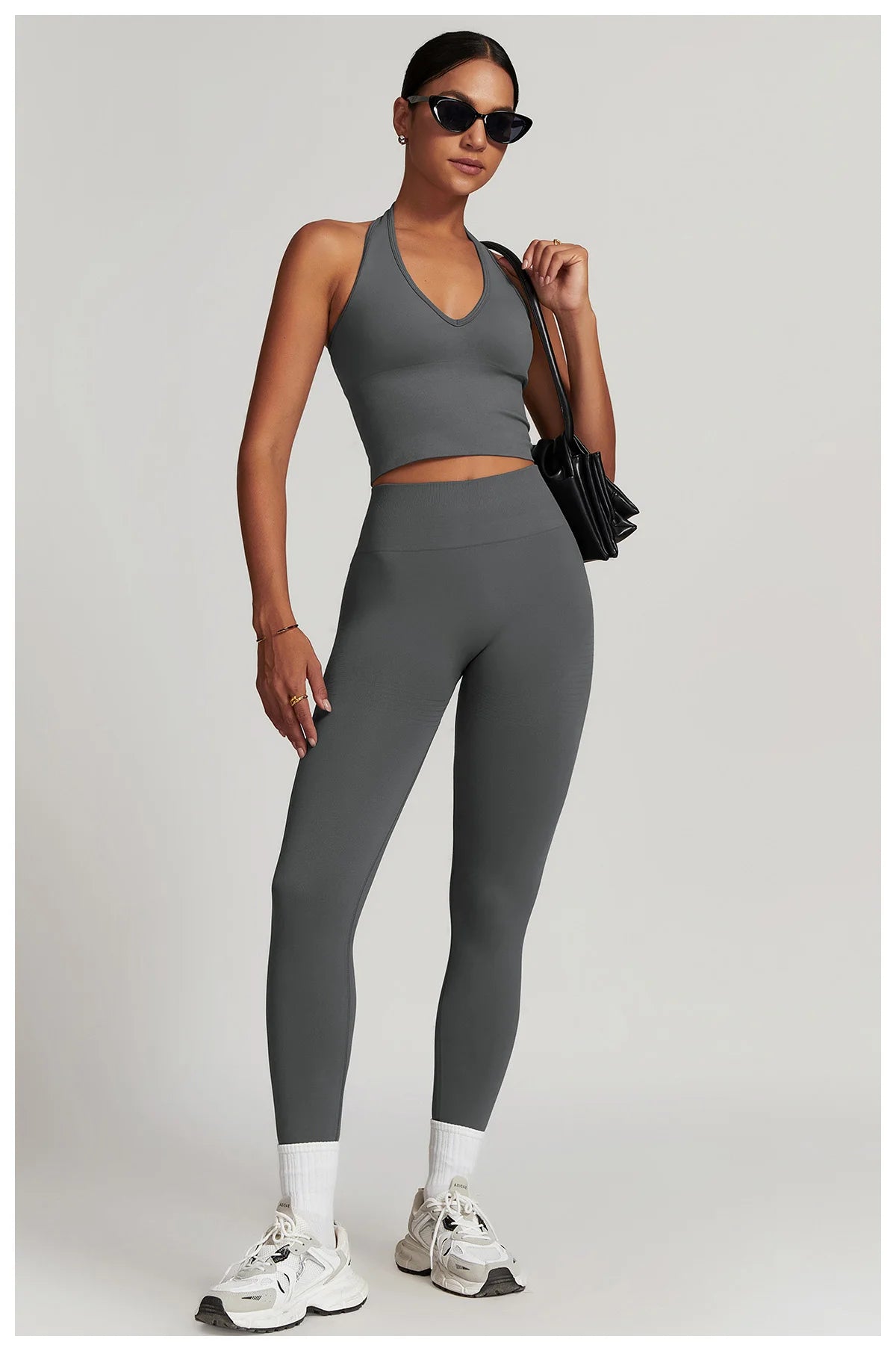 2-Teiliger Fitness Set Hanging Neck Top mit Leggings