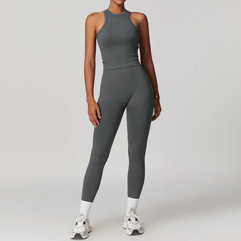 2-Teiliger Fitness Set Crop-Top mit Leggings