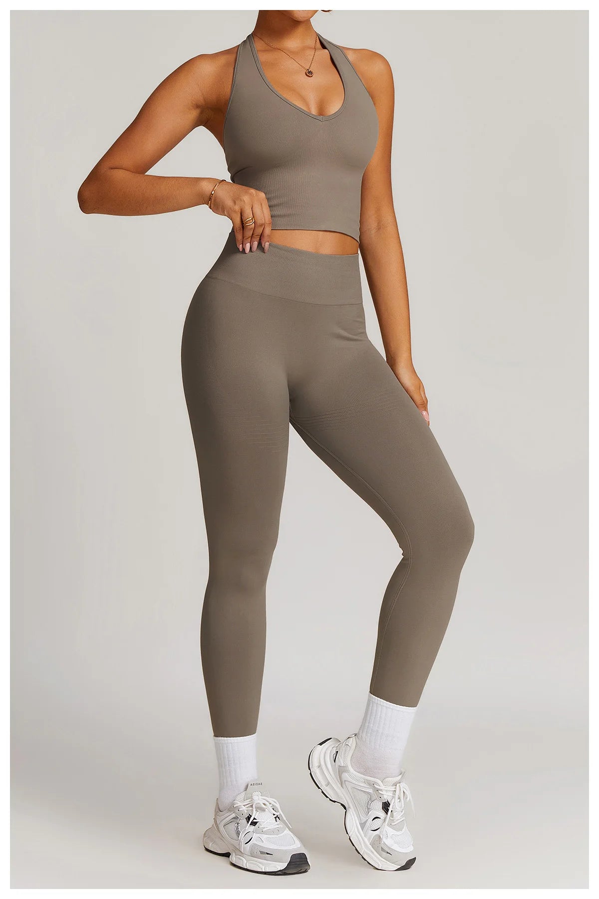 2-Teiliger Fitness Set Hanging Neck Top mit Leggings