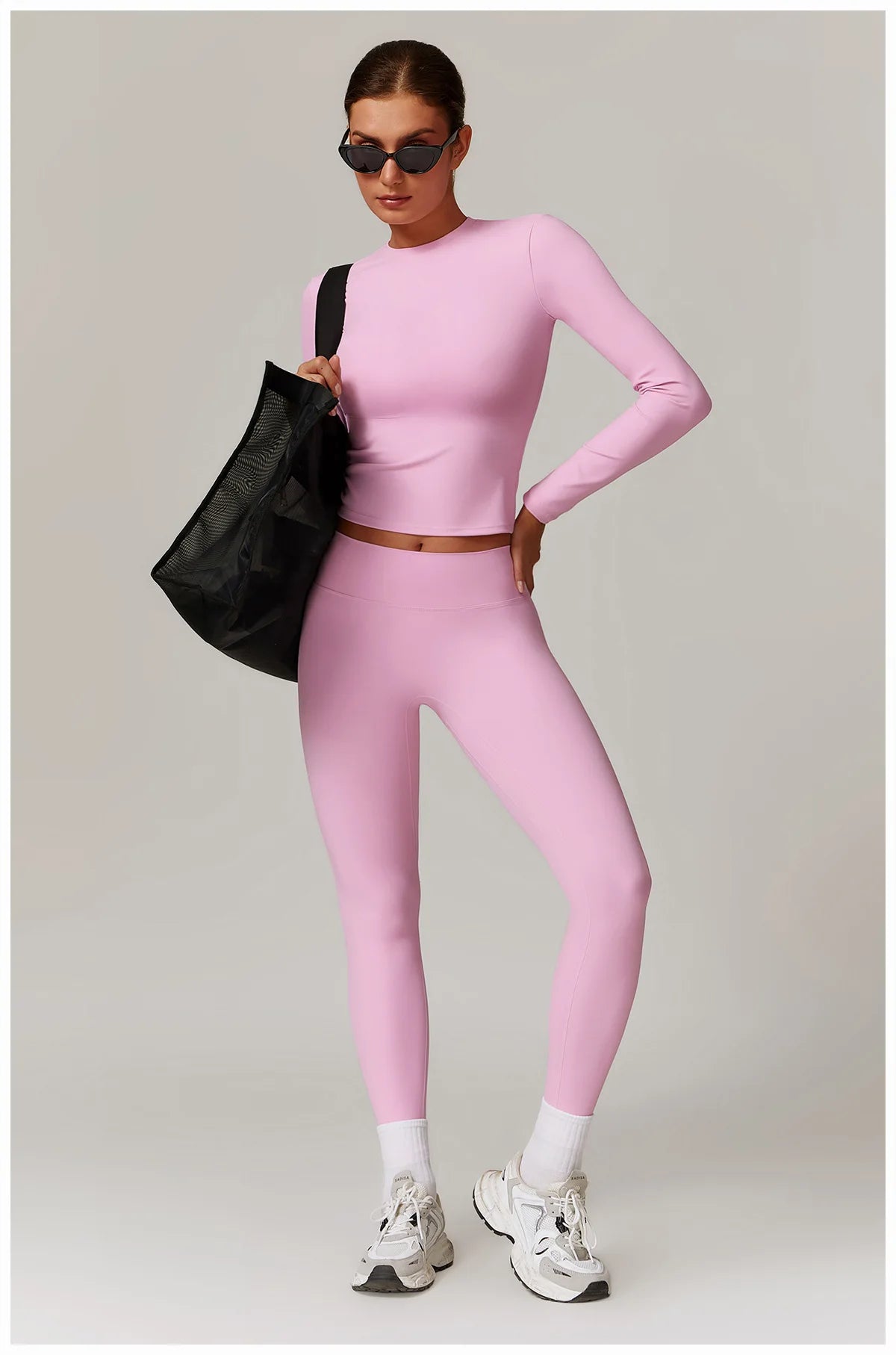 2-teiliges Langärmliges Sportshirt mit Leggings Set