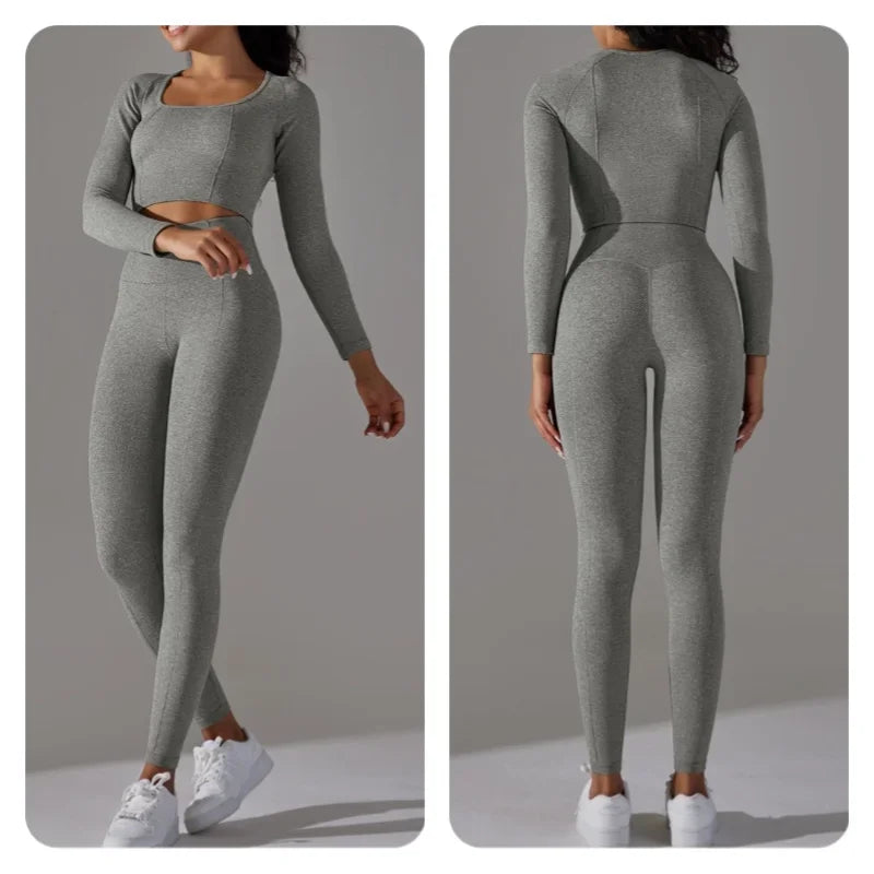 2-teiliges Eleganz-Seamless Langärmliger Sport-Set