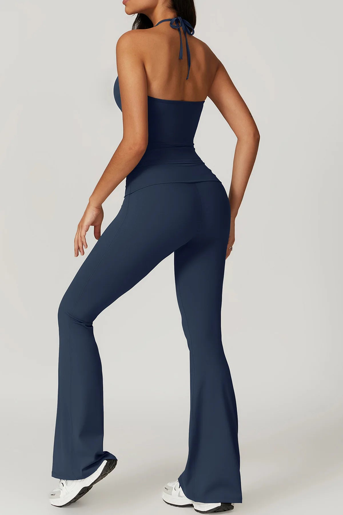 Gefalteter Taillenbund Flared Sport Leggings