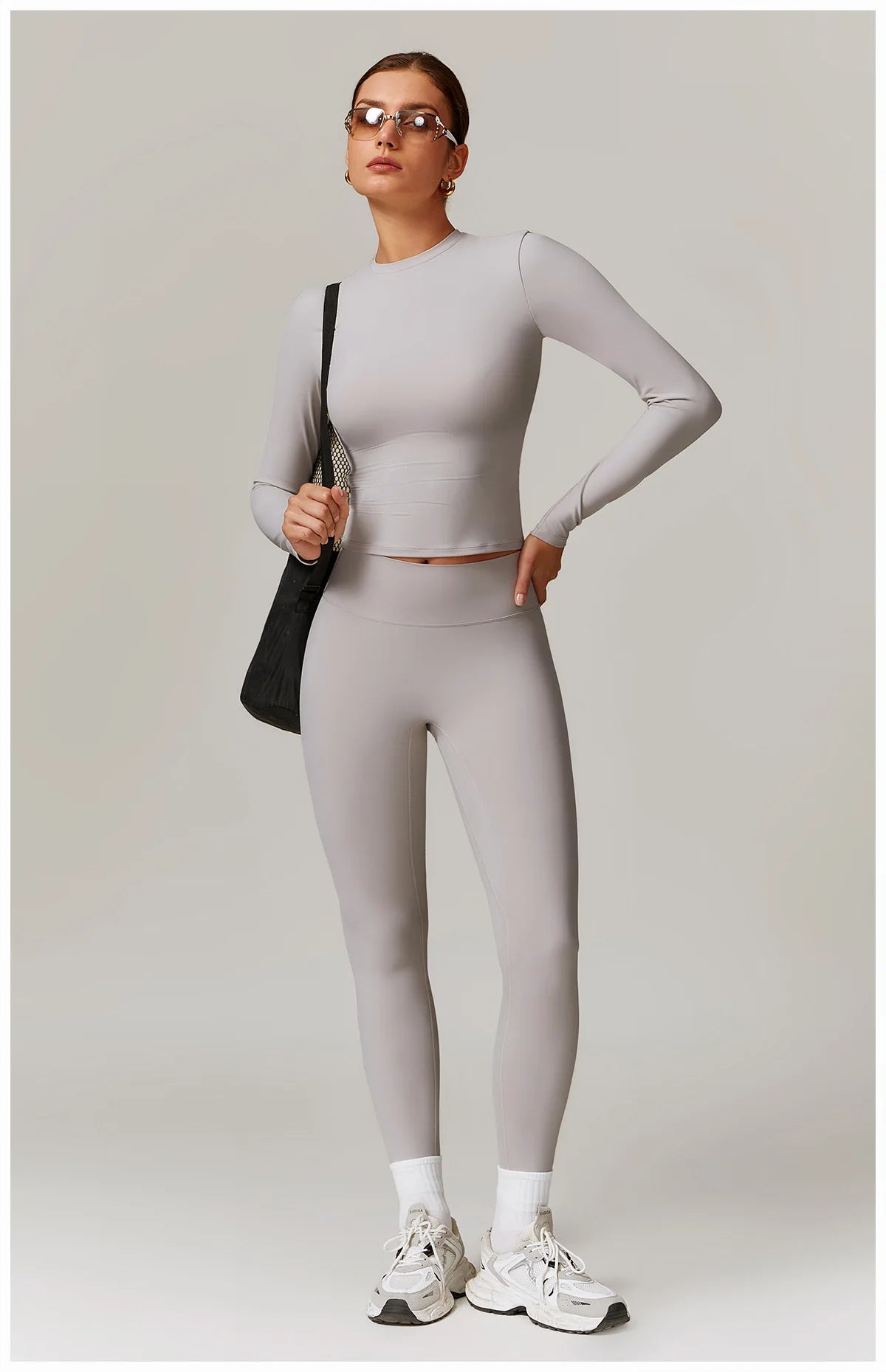 2-teiliges Langärmliges Sportshirt mit Leggings Set