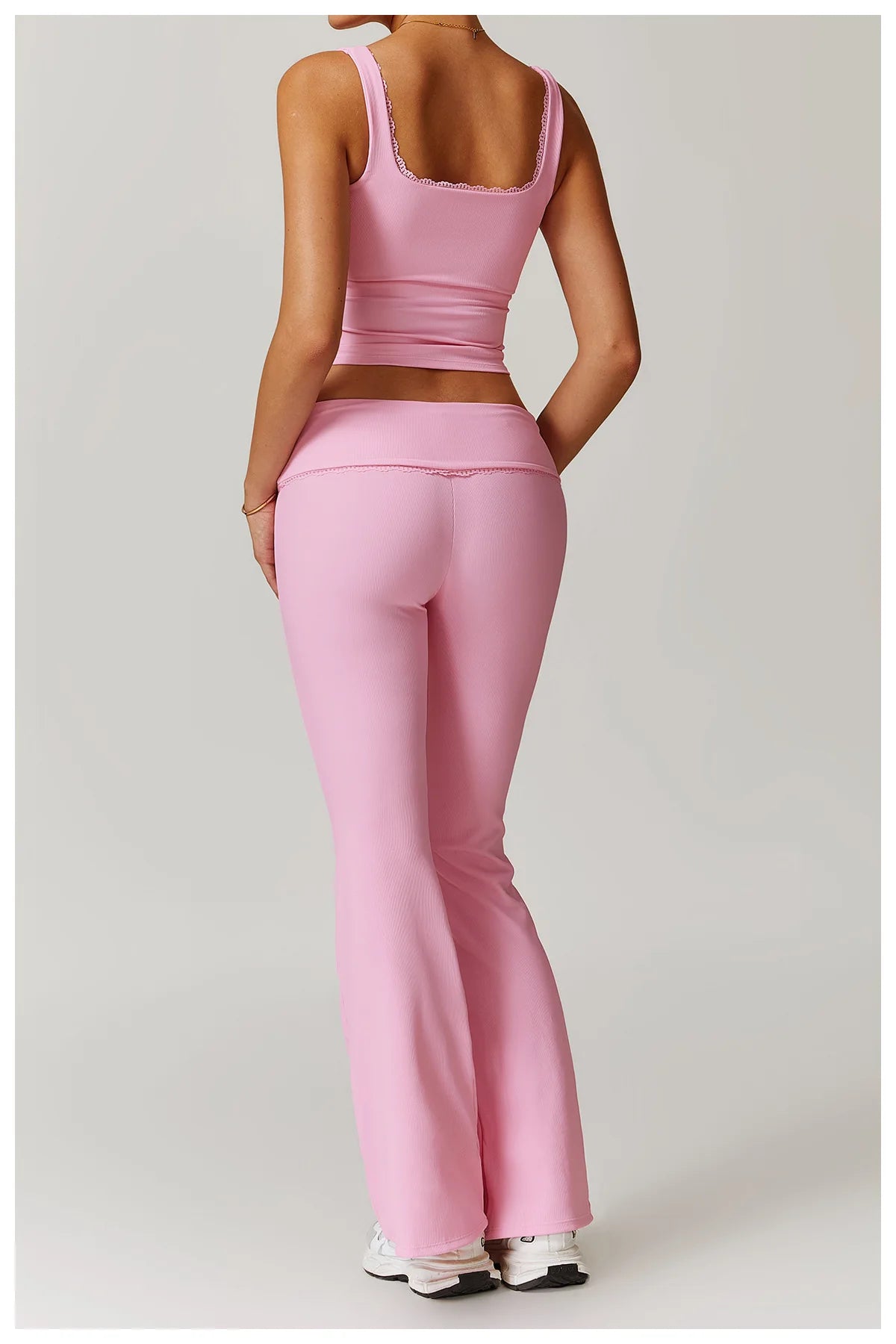 2-Teiligen Ribbed Gym Set mit Crop-top