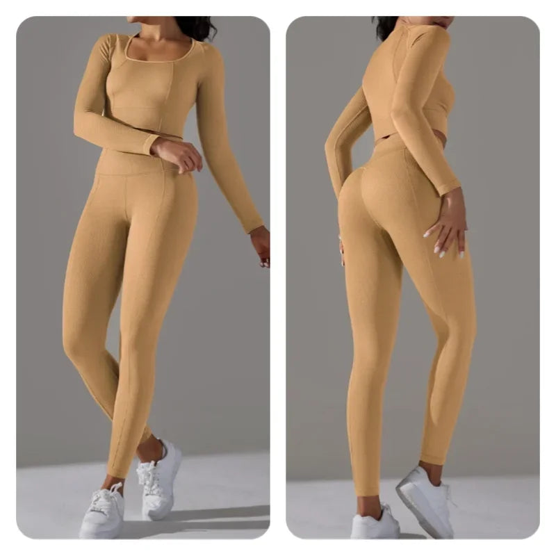 2-teiliges Eleganz-Seamless Langärmliger Sport-Set