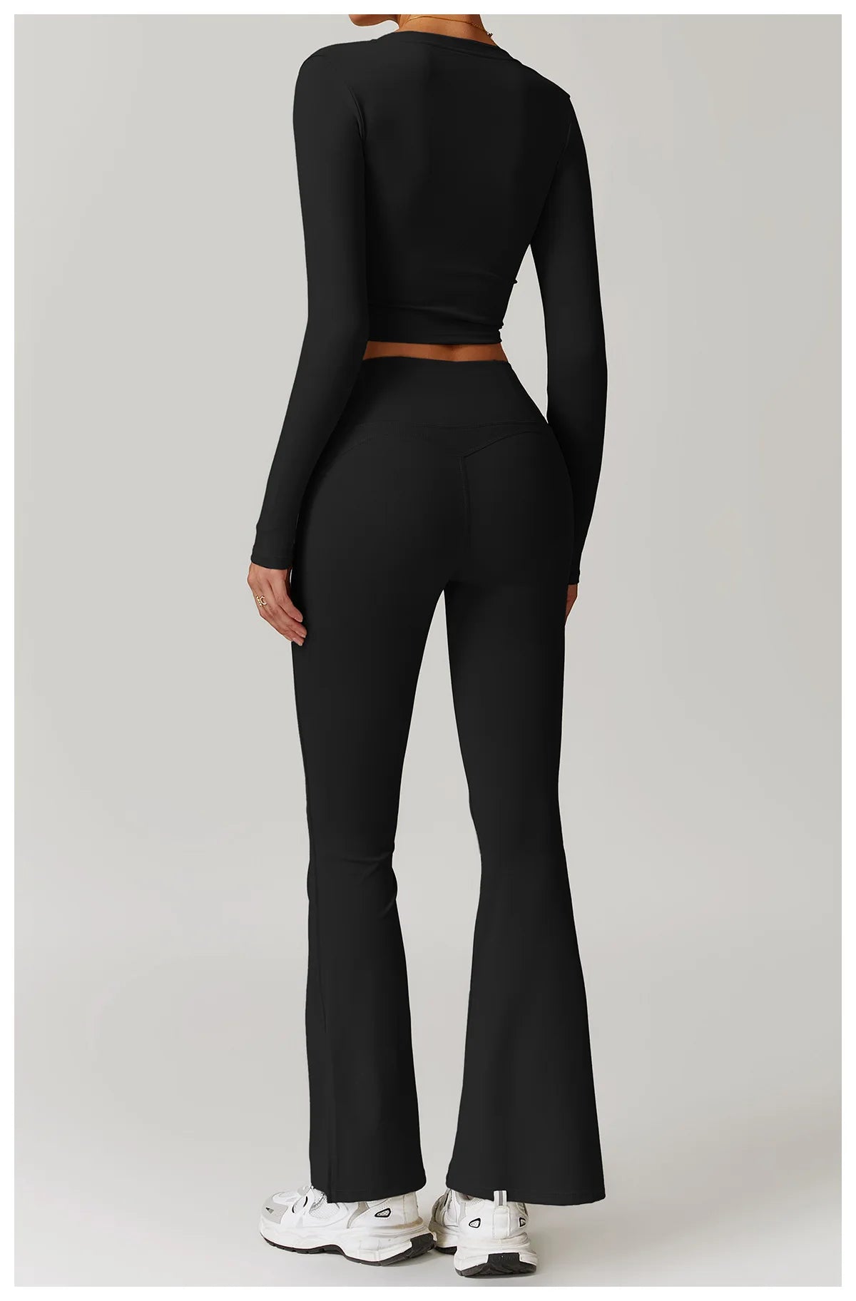2-teiligen Holiday Vibe Gym Set Flared Leggings mit Long-Sleeve Crop Top