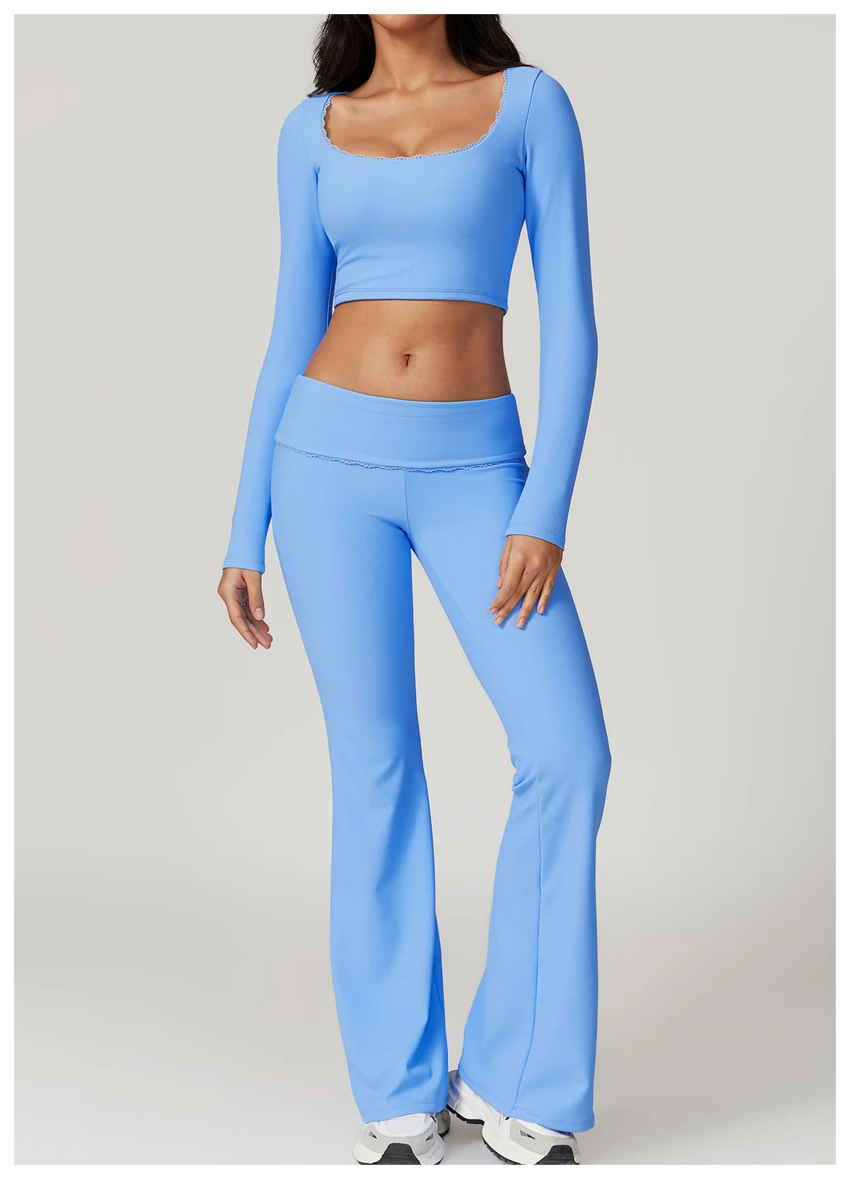 2-Teiligen Ribbed Gym Long Sleeve Set