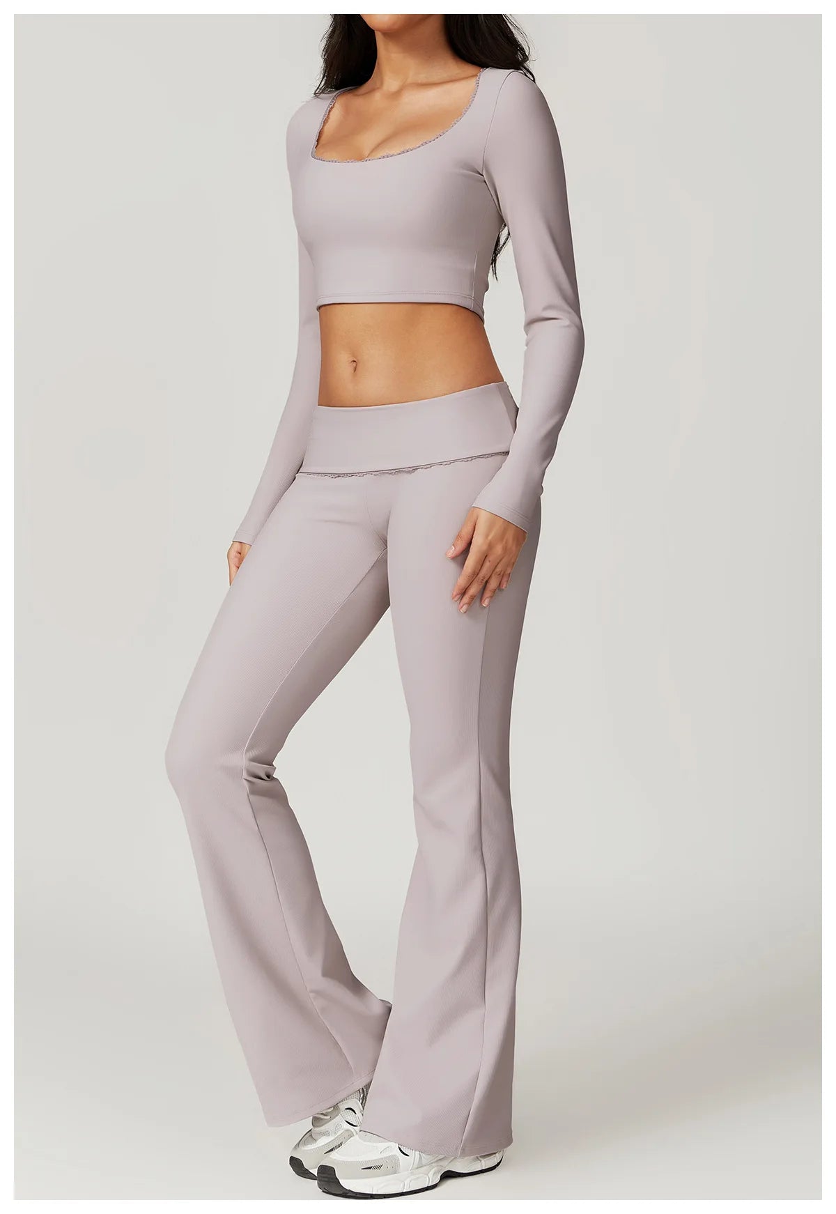 2-Teiligen Ribbed Gym Long Sleeve Set