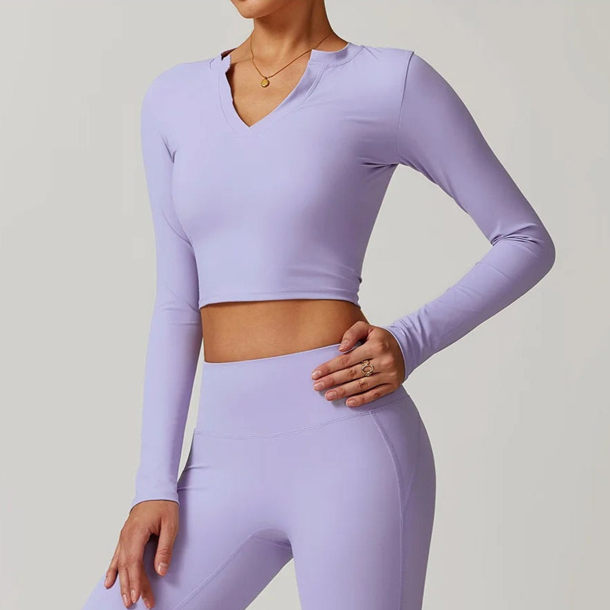 2-teiligen Holiday Vibe Gym Set Flared Leggings mit Long-Sleeve Crop Top