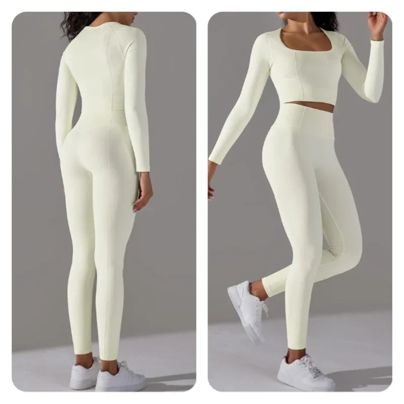 2-teiliges Eleganz-Seamless Langärmliger Sport-Set