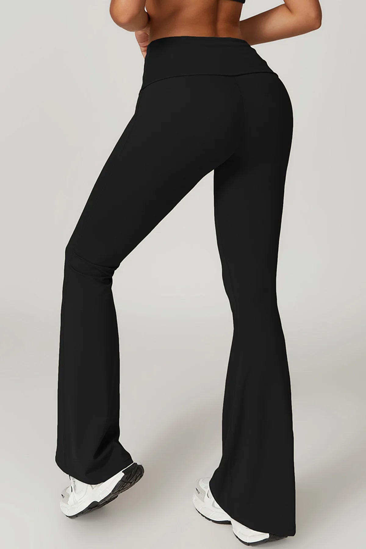 Gefalteter Taillenbund Flared Sport Leggings