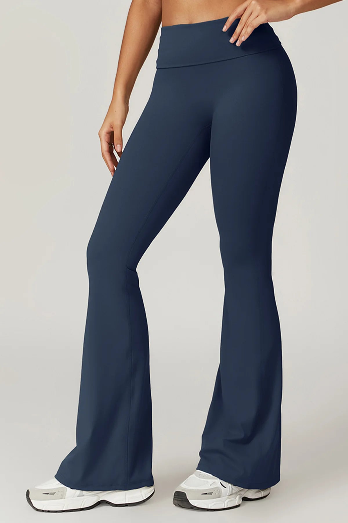 Gefalteter Taillenbund Flared Sport Leggings