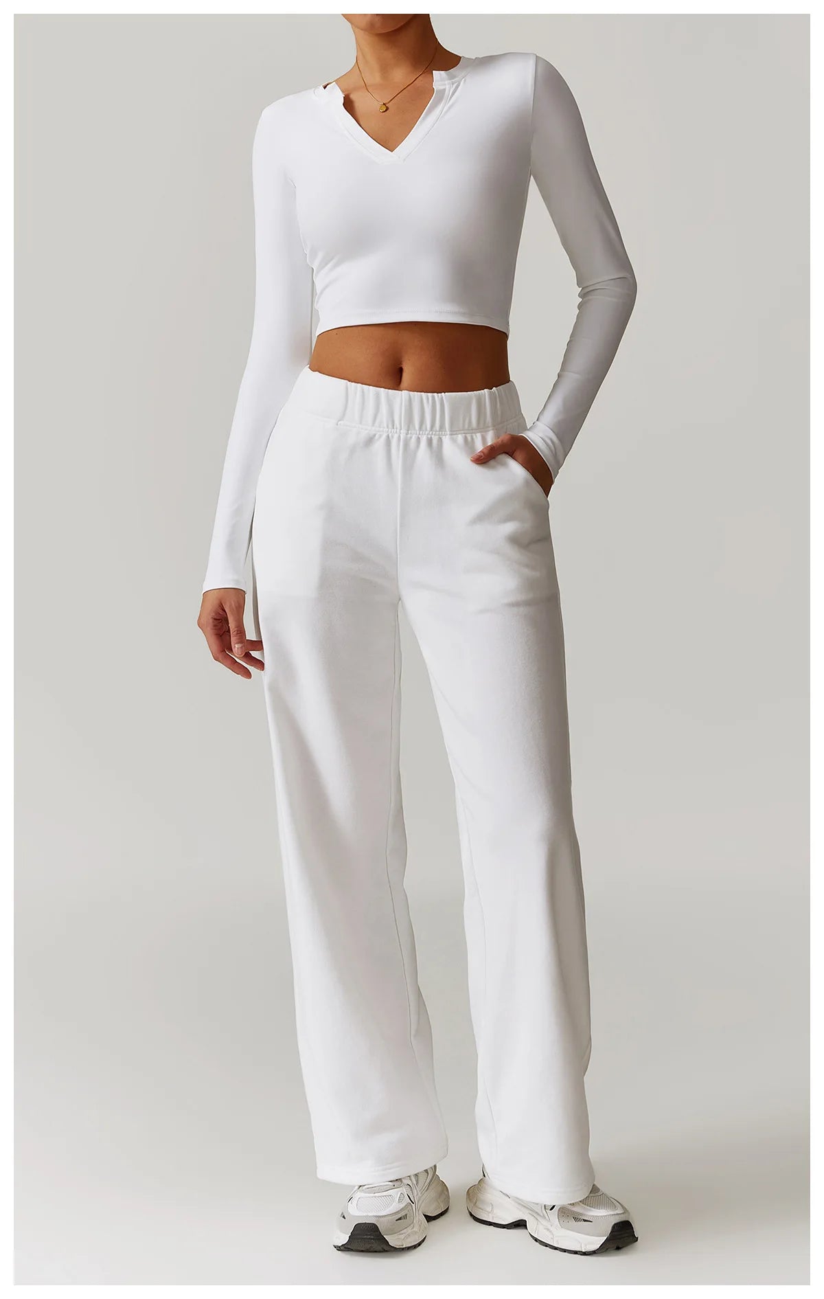 2-teiligen Gym Set Sweatpants mit Long-Sleeve Crop-Top