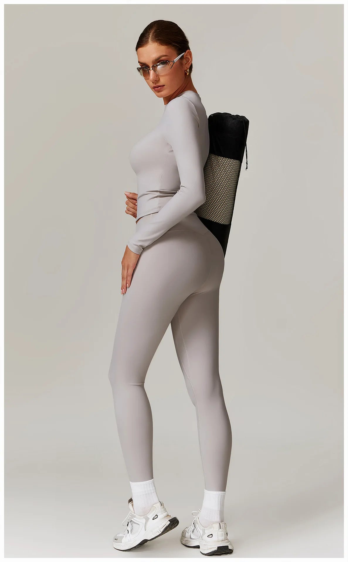 2-teiliges Langärmliges Sportshirt mit Leggings Set