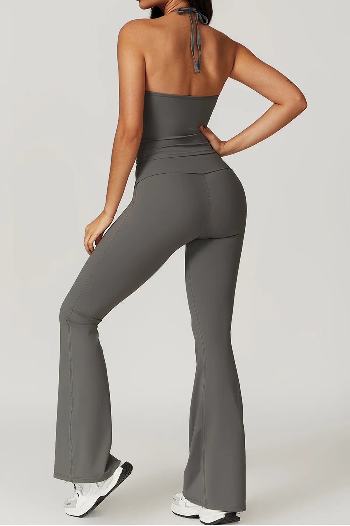 Gefalteter Taillenbund Flared Sport Leggings