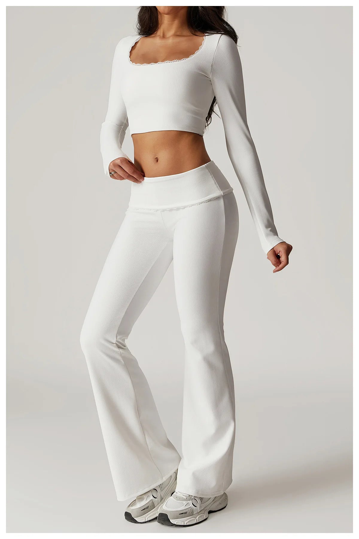 2-Teiligen Ribbed Gym Long Sleeve Set