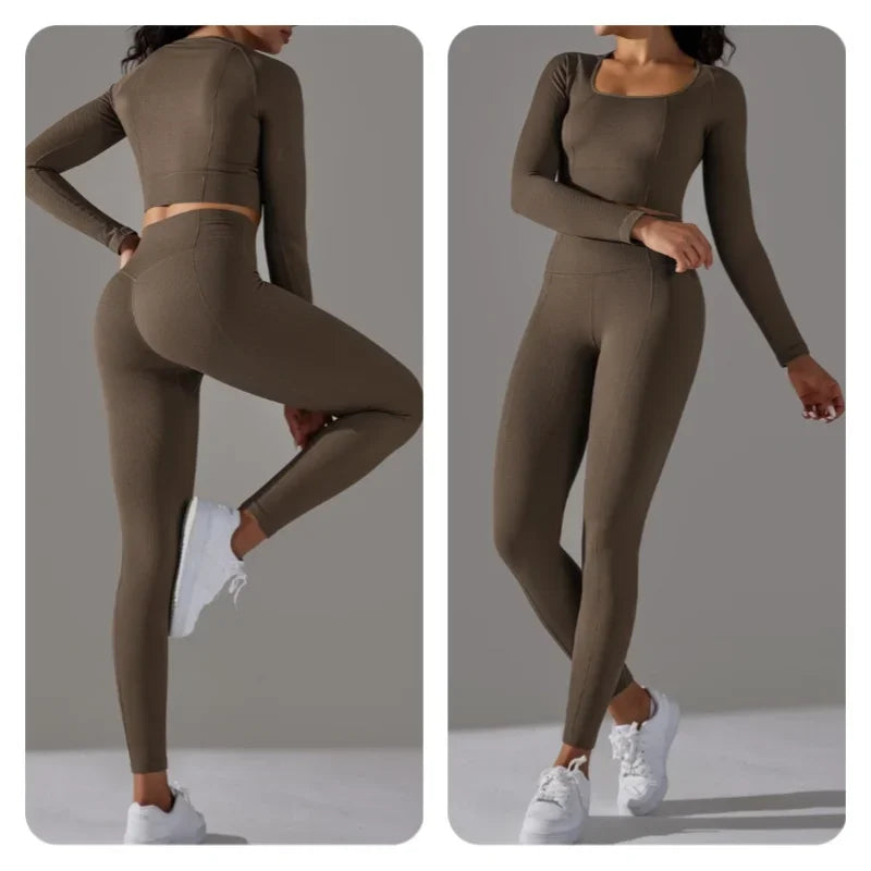2-teiliges Eleganz-Seamless Langärmliger Sport-Set