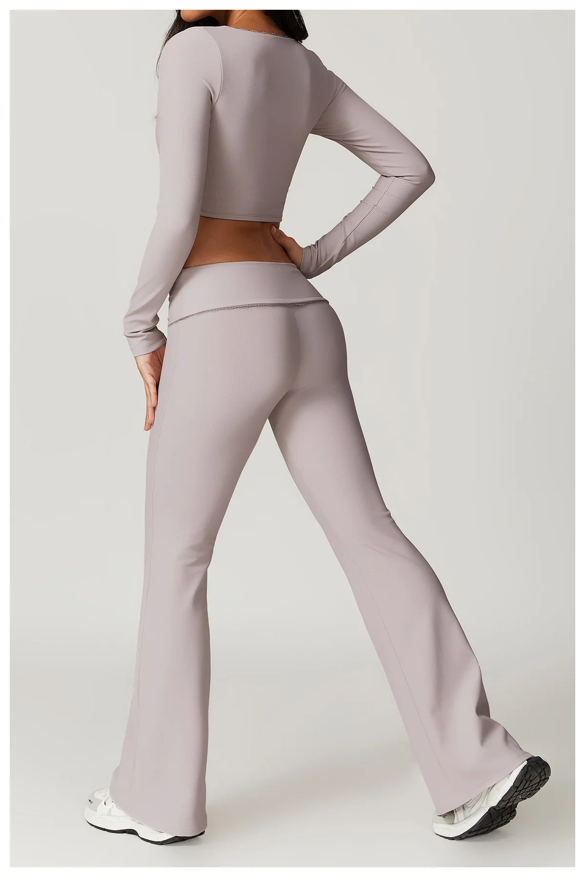 2-Teiligen Ribbed Gym Long Sleeve Set