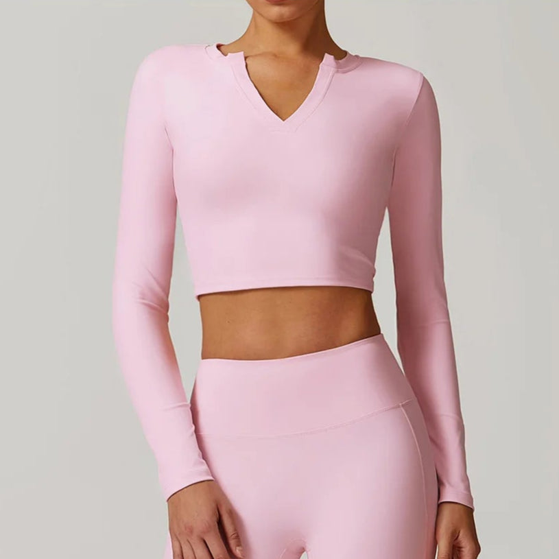 2-teiligen Holiday Vibe Gym Set Flared Leggings mit Long-Sleeve Crop Top