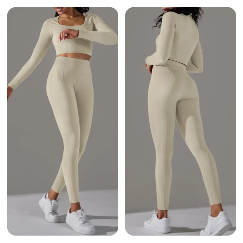 2-teiliges Eleganz-Seamless Langärmliger Sport-Set