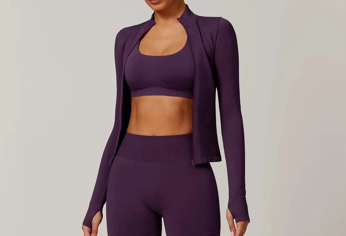 3-teiliges Set (Sport-BH, Leggings und Sport-Jacke)