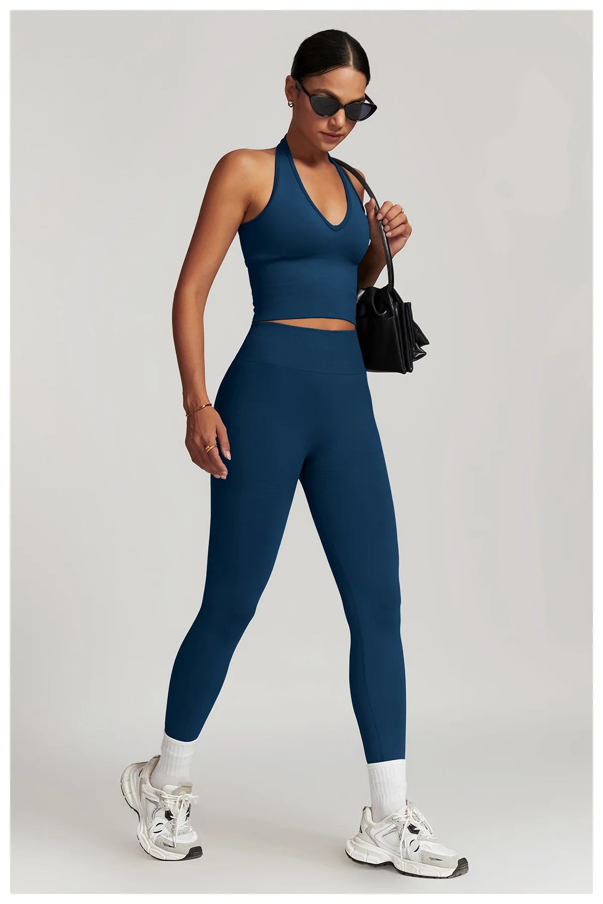 2-Teiliger Fitness Set Hanging Neck Top mit Leggings