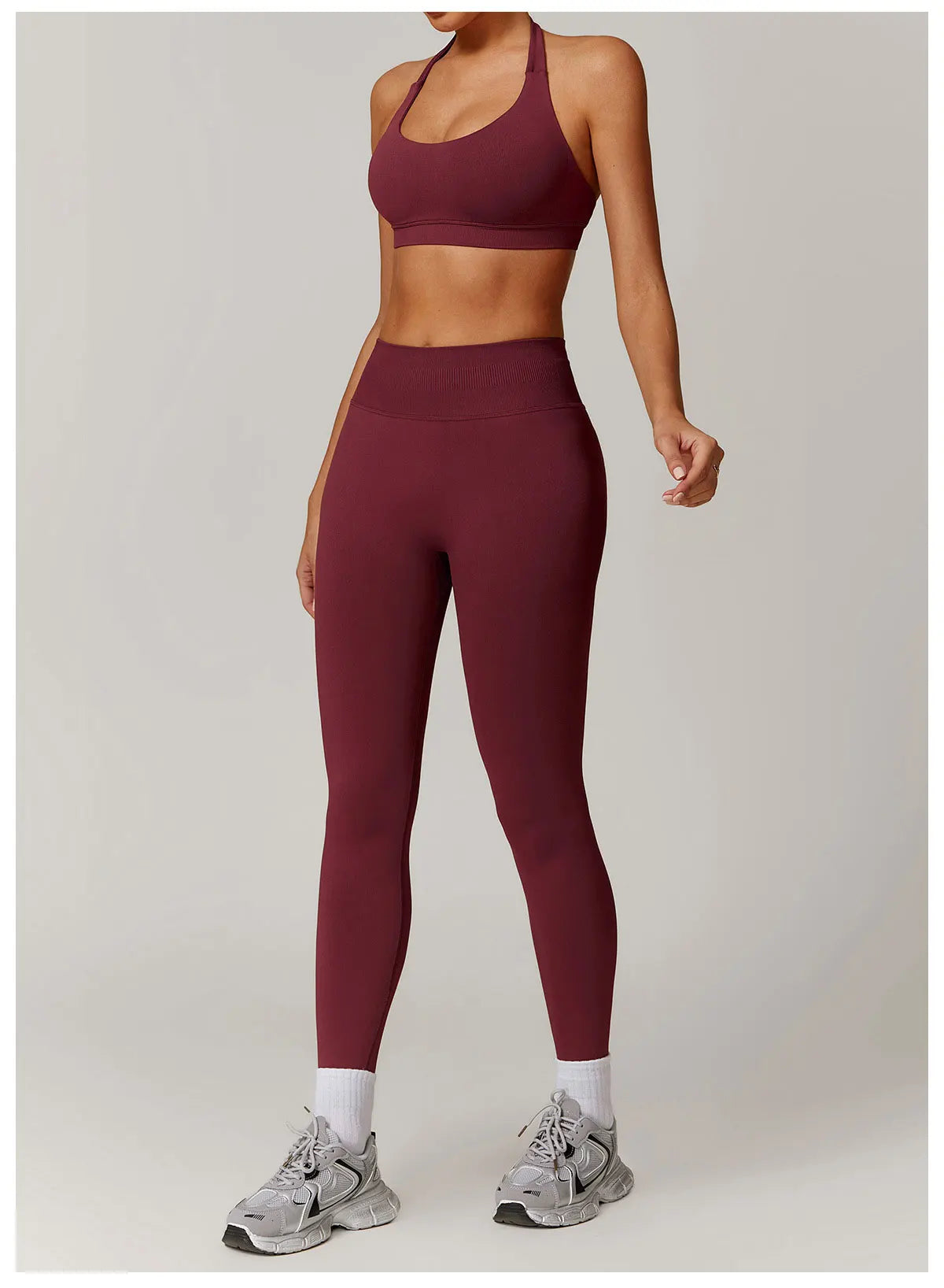 2-teiliger Hanging Neck Sport-BH mit Leggings Set