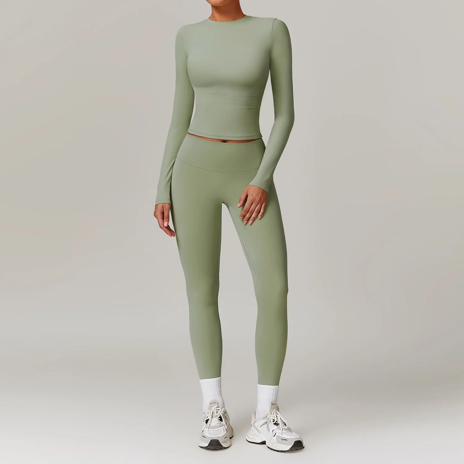 2-teiliges Langärmliges Sportshirt mit Leggings Set