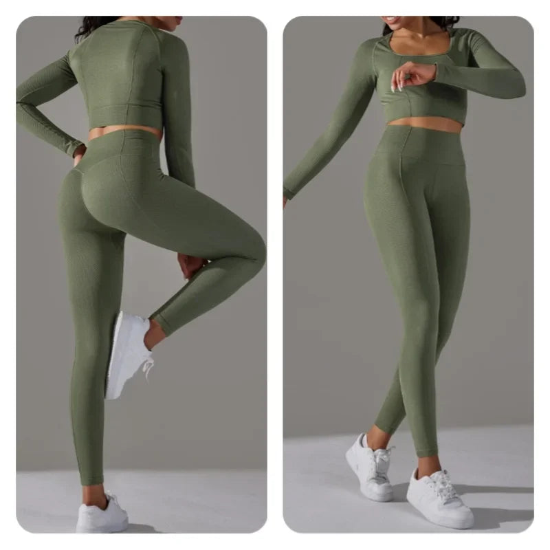 2-teiliges Eleganz-Seamless Langärmliger Sport-Set