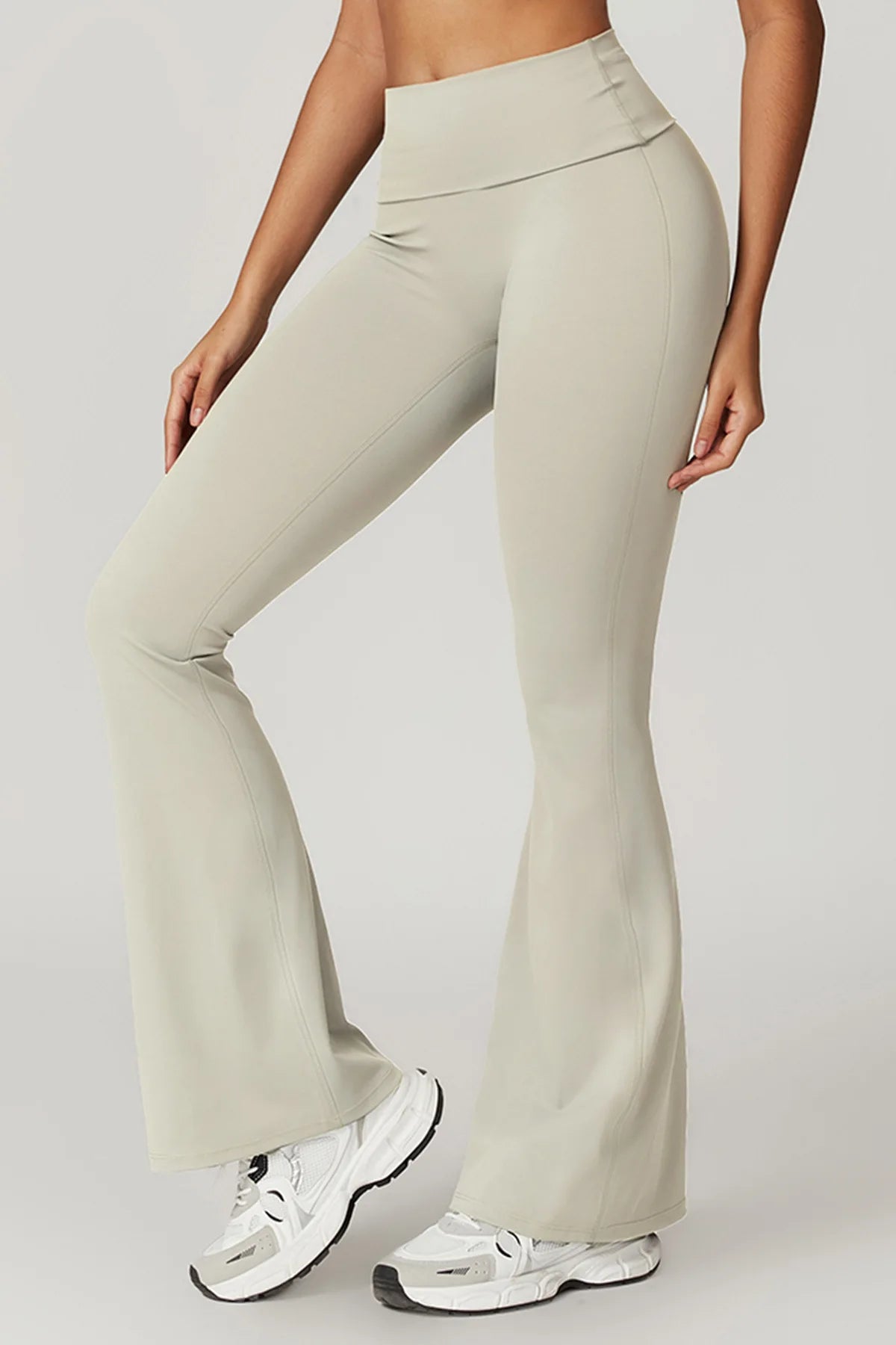 Gefalteter Taillenbund Flared Sport Leggings