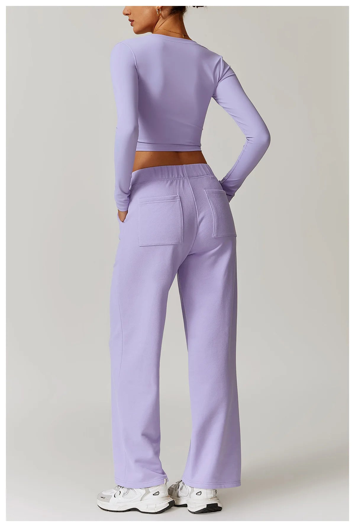 2-teiligen Gym Set Sweatpants mit Long-Sleeve Crop-Top