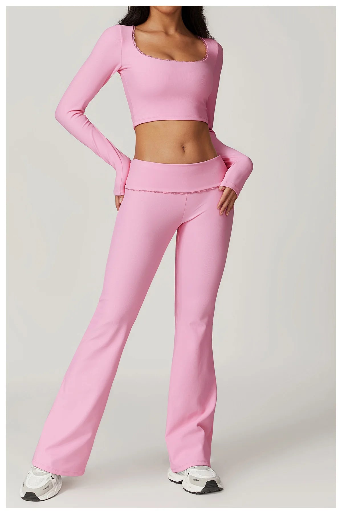 2-Teiligen Ribbed Gym Long Sleeve Set