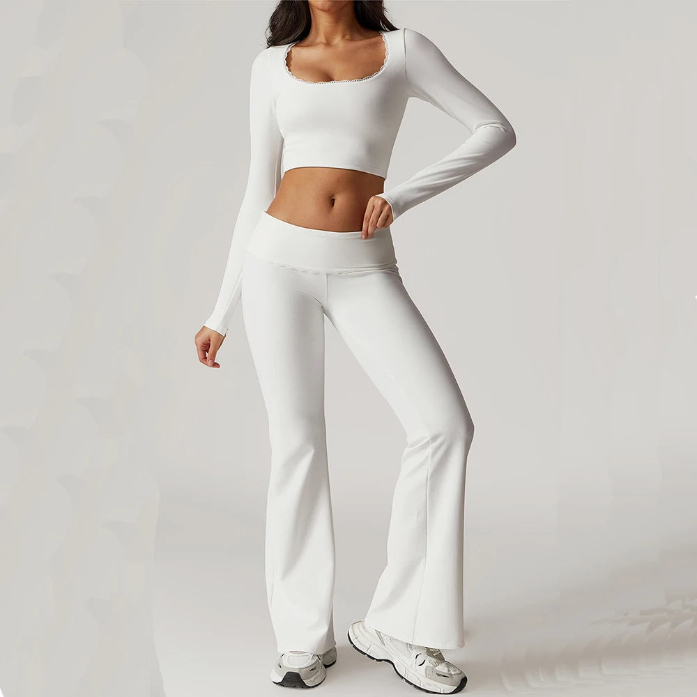 2-Teiligen Ribbed Gym Long Sleeve Set