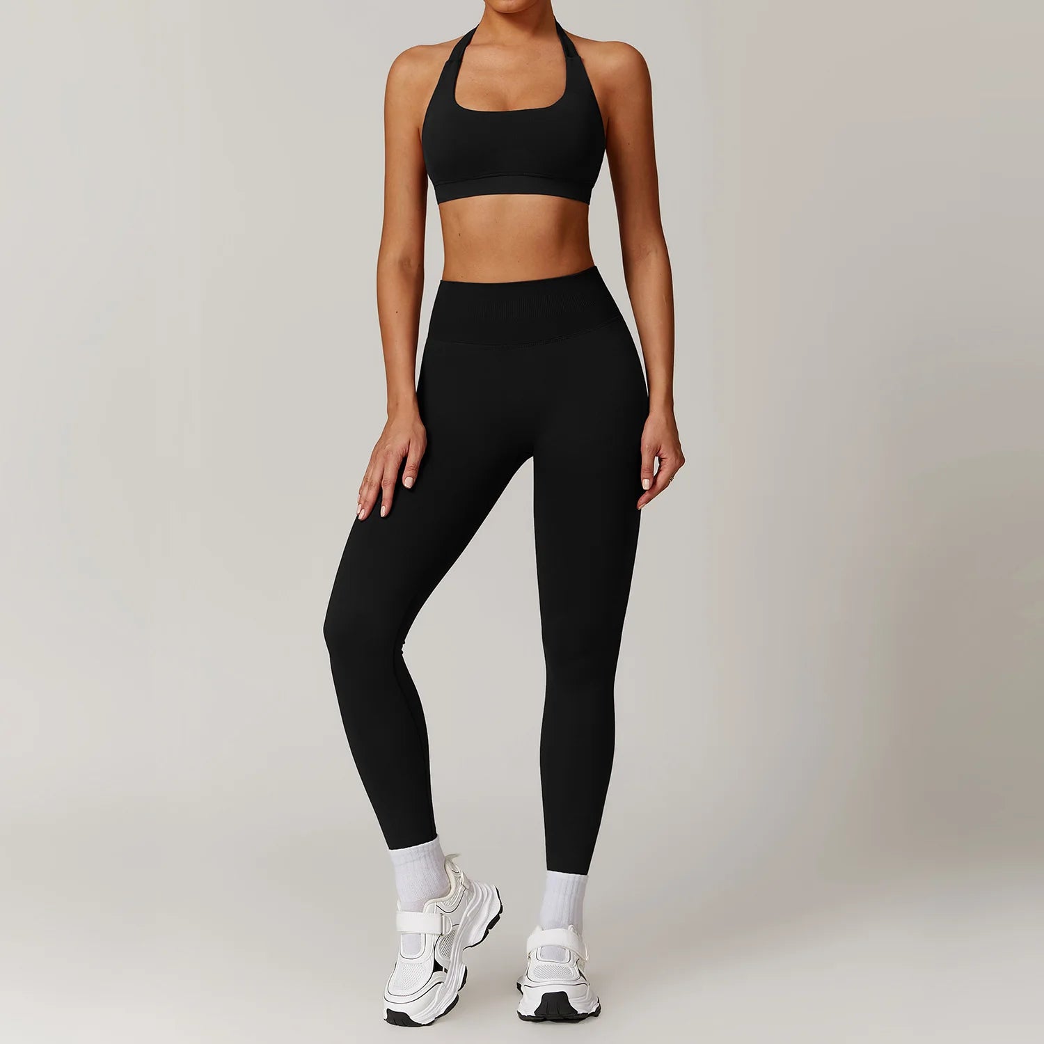 2-teiliger Hanging Neck Sport-BH mit Leggings Set