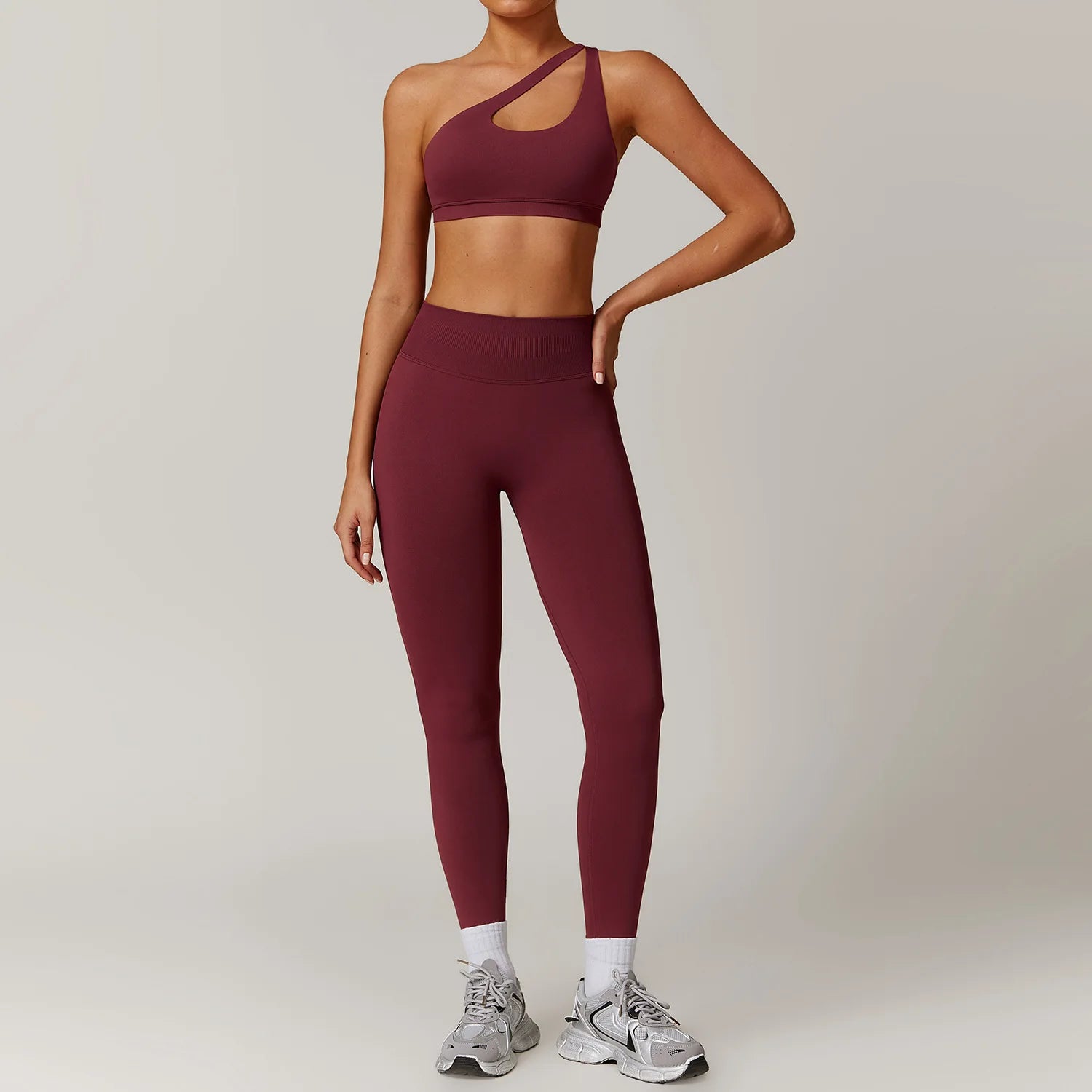 2. teiliger One-Shoulder Sport-BH mit Leggings