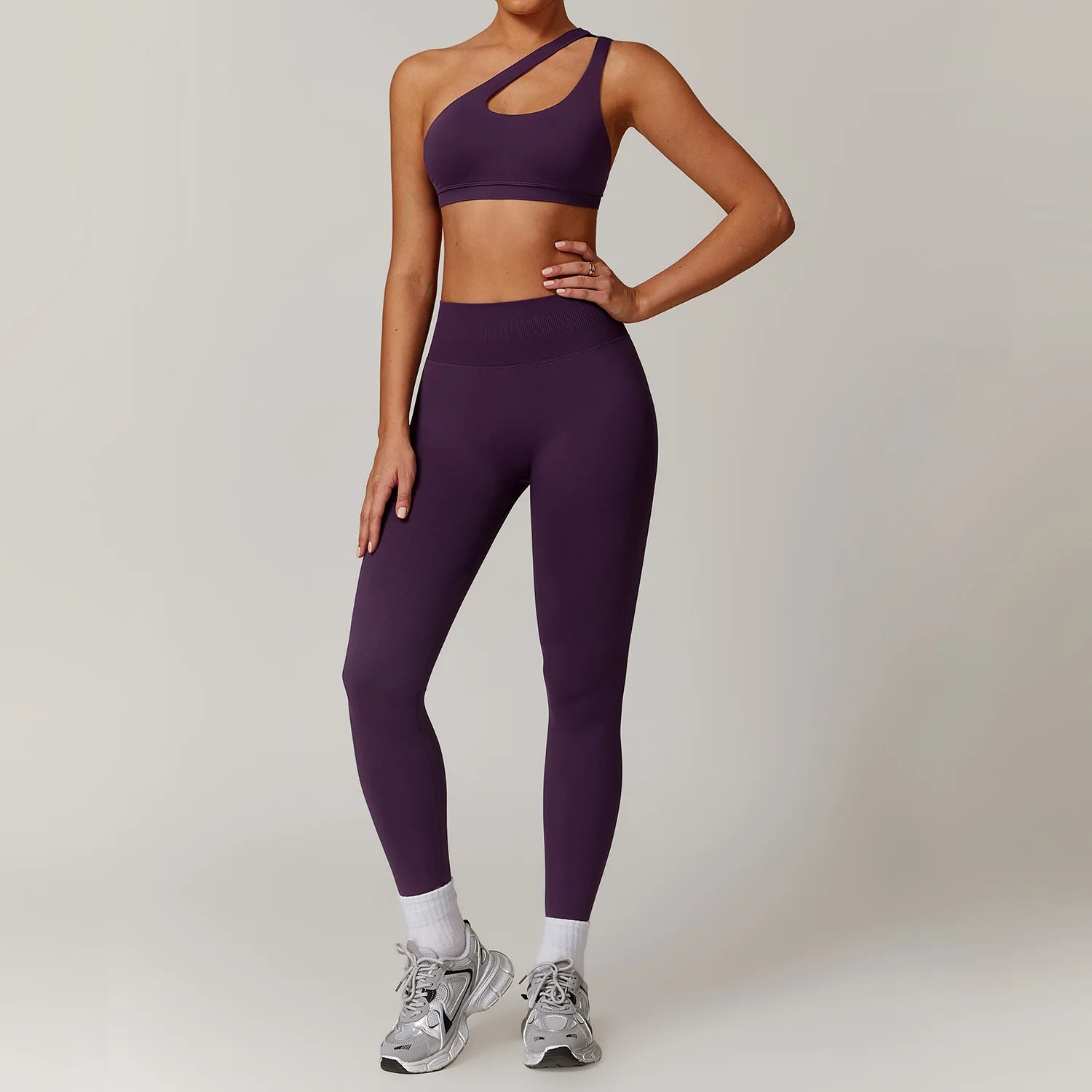 2. teiliger One-Shoulder Sport-BH mit Leggings
