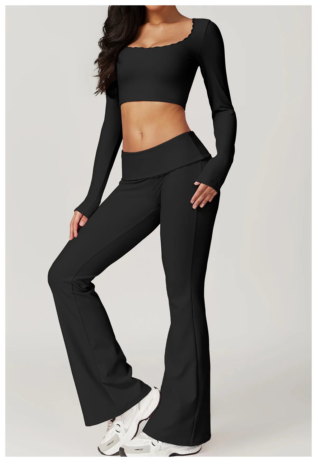2-Teiligen Ribbed Gym Long Sleeve Set