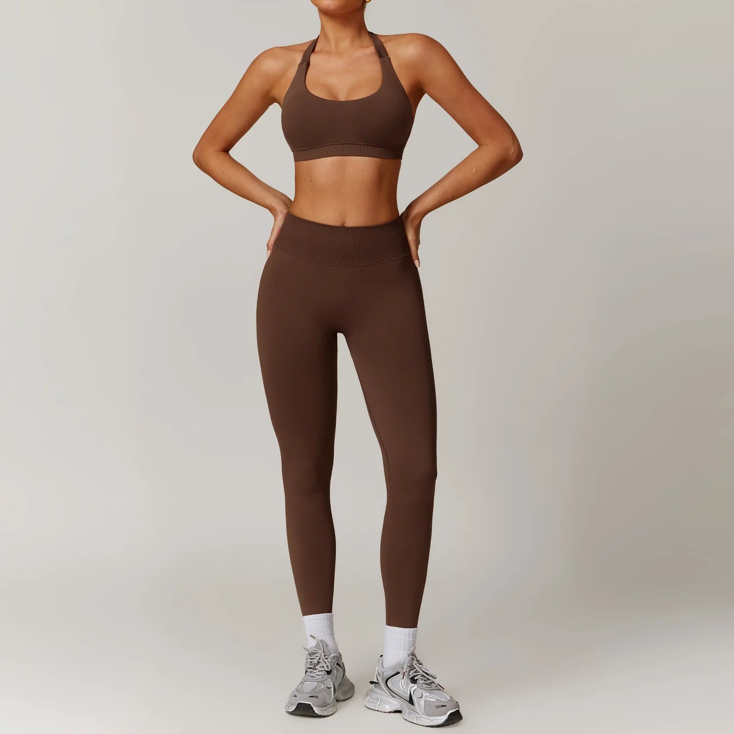 2-teiliger Hanging Neck Sport-BH mit Leggings Set