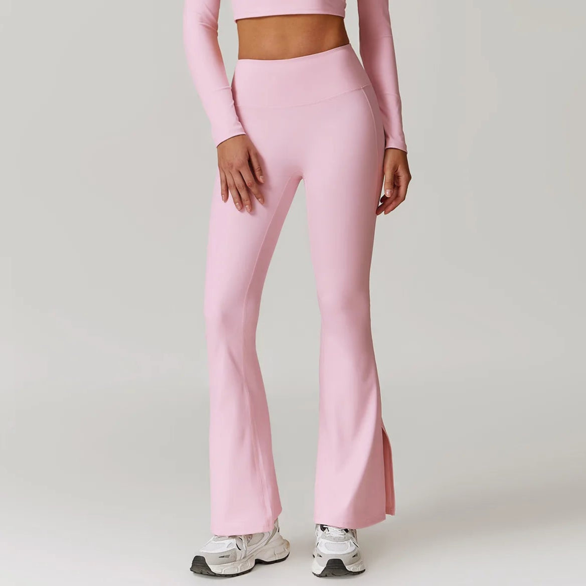 2-teiligen Holiday Vibe Gym Set Flared Leggings mit Long-Sleeve Crop Top